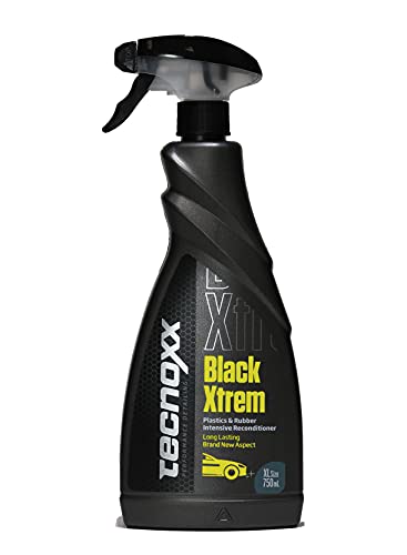 Tecnoxx – Black Xtrem Restaurador de plásticos y Gomas Exteriores de Coche Pro 750 mL con pulverizador Envase XL