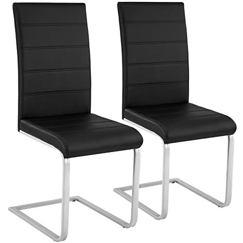 TecTake Set de sillas Cantilever de Comedor cantidades - (2X Negro | Nr. 402549)
