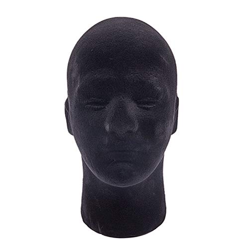 TEEAN 28*55cm Manequi/Maniqui Negro de Cabeza Hombre de Espuma Poliestireno