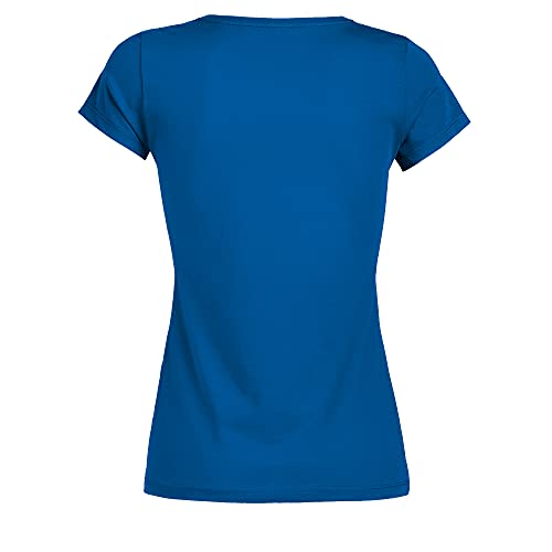 TEEZILY Camiseta Mujer Ángel de la Guarda - Pastor Alemán - Azul eléctrico - S