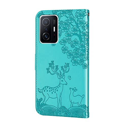 Teléfono Flip Funda Shell For Xiaomi 11T FLIP TELÉFONO CASE DE TELÉFONO DE TELÉFONO DE TELÉFONO PLUMA ENFOSED PLUM FLOWER DEER PU Teléfono de la cubierta del teléfono de la cubierta del teléfono del t