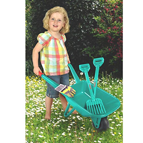 Theo Klein 2752 Set de jardinería con carretilla Bosch, Con pala, rastrillo y guantes de trabajo, Medidas: 70.5 cm x 34 cm x 33 cm, Juguete para niños a partir de 3 años