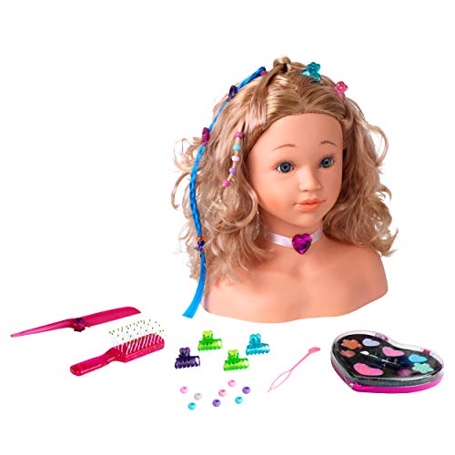 Theo Klein 5240 Cabeza de maquillaje y peluquería «Sophia», de la Princesa Coralie, Con pinzas para el pelo, maquillaje dermatológicamente testado y muchos más accesorios,