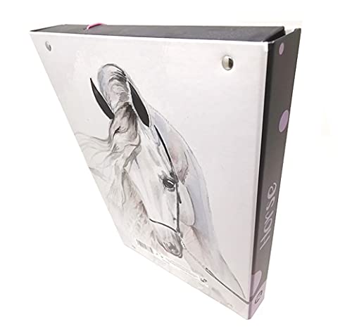 Theonoi Bonito diseño de caballo laminado – Caja de coleccionista de alta calidad / caja de dibujo / portadocumentos con goma elástica / goma elástica (caballo 4A)