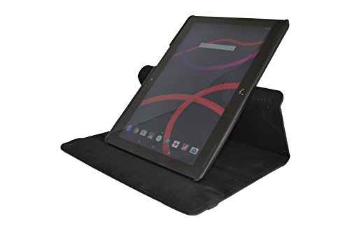 Theoutlettablet® Funda Giratoria 360º para Tablet Bq Aquaris M10 10.1" Book Cover Case Protección Delantera y Trasera Color Negro Pack 7 en 1