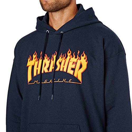 THRASHER Flame Logo Sudadera, Unisex Adulto, Navy Blue, M