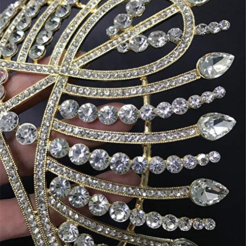 Tiara de cristal estilo retro barroco, corona alta de diamantes de imitación, corona de reina dorada para boda o fiesta