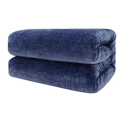 Tienda Excelente Mantas para sofá y Cama de Franela Reversible - Tacto Suave - Material 100% Microfibra - Fácil De Limpiar (Azúl, 160 x 220 cm)