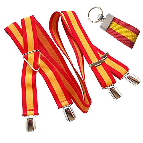Tiendas LGP -Tirantes Bandera de España Rojo y Gualda, Elasticos + Llavero Bandera de España