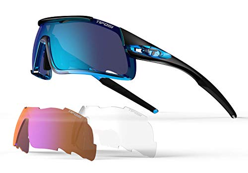 Tifosi Davos - Gafas de sol unisex con lentes intercambiables para adultos, color azul cristalino, azul claro, talla única