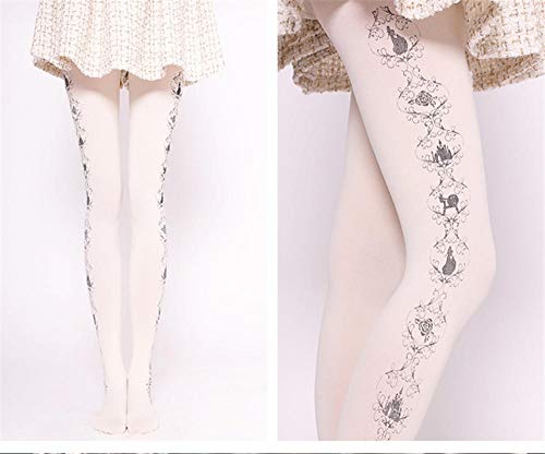 TIGERROSA Calcetines De Deporte Para Mujer Medias Velet Japonesas Con Estampado Lolita Rose Castle Medias Princesa 120D Medias Blancas