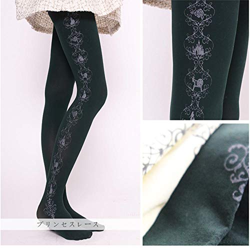TIGERROSA Calcetines Para Mujer Medias Velet Japonesas Con Estampado Lolita Rose Castle Medias Princess 120D Medias 5 Colores Negro