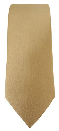 TigerTie Corbata de diseño estrecho en un solo color, ancho de corbata de 5,5 cm, dorado oscuro, Talla única