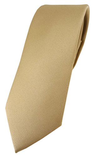 TigerTie Corbata de diseño estrecho en un solo color, ancho de corbata de 5,5 cm, dorado oscuro, Talla única