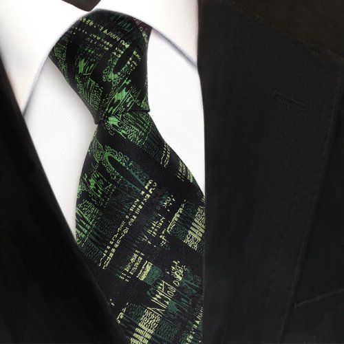 TigerTie diseñador corbata de seda - verde verde oscuro negro modelada