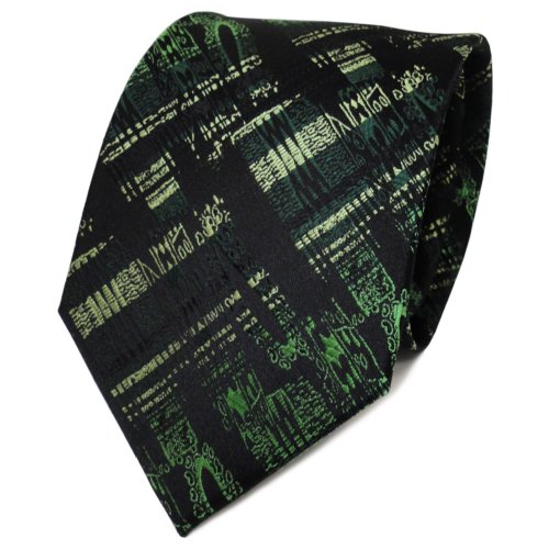 TigerTie diseñador corbata de seda - verde verde oscuro negro modelada