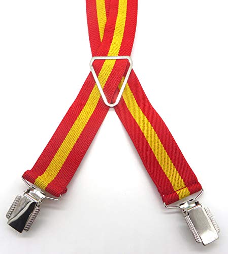 Tirantes bandera España | Elásticos con clip metálico, regulables | Talla única caballero (Bandera de España)
