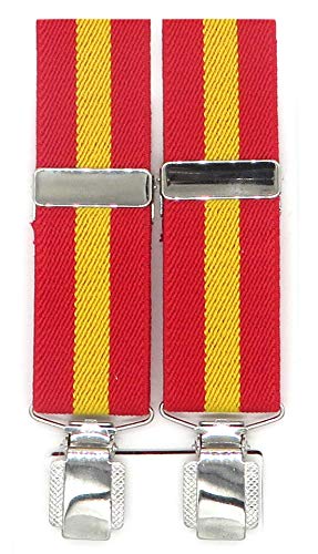 Tirantes bandera España | Elásticos con clip metálico, regulables | Talla única caballero (Bandera de España)