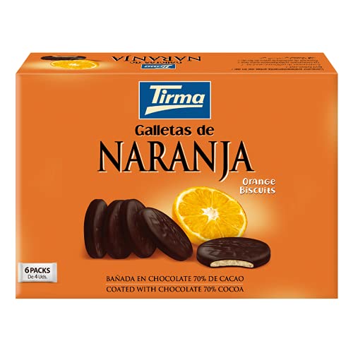Tirma Galletas Con Naranja Bañadas En Chocolate 70% Cacao (6 X 33g), 200 Gramo