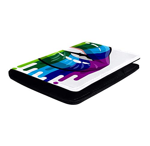 TIZORAX Rainbow Flows Bite Lips Funda de cuero para pasaporte