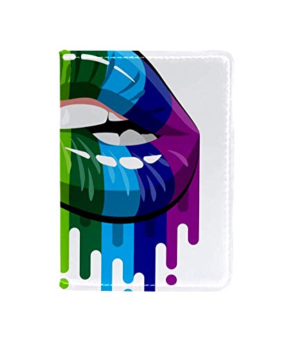 TIZORAX Rainbow Flows Bite Lips Funda de cuero para pasaporte