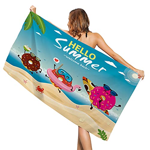 Toalla de playa grande de microfibra antiarena para mujer, 160 x 80 cm, fina toalla de playa con elásticos de verano, toalla de playa de una pieza, diseño de mandala multicolor