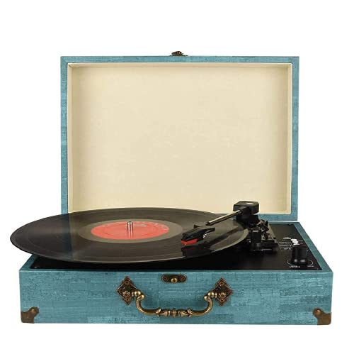 Tocadiscos Bluetooth con Estéreo Altavoces, Tocadiscos de Vinilo de Estilo Vintage, 33/45/78 RPM, Salida RCA/Auriculares / MP3 / Grabacion de Vinilo
