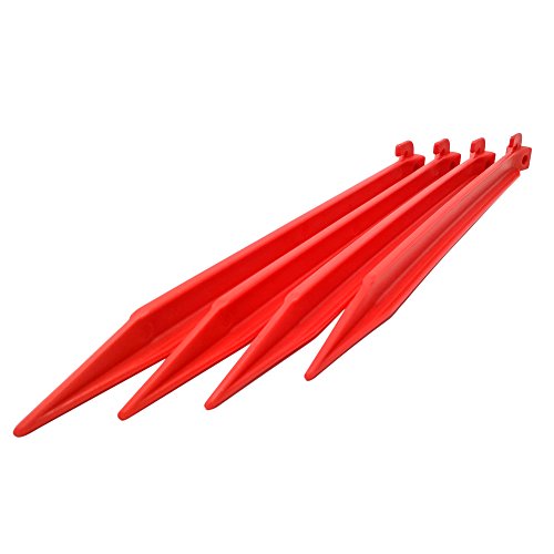 ToCi Set de 24 Piquetas de plástico 30 cm |Estacas para Tiendas de campaña, para Utilizar al Aire Libre, Camping, jardinería | Clavijas de Color Rojo