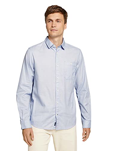 Tom Tailor 1028410 Camisa, 24188 Cloudy Blue White Structure, XXXL para Hombre