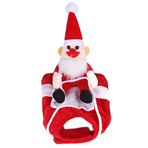 Tomaibaby Disfraz de Navidad para Perros Perros Santa Claus Disfraz de Equitación Divertido Disfraz de Papá Noel para Navidad Halloween Vestido Rojo M
