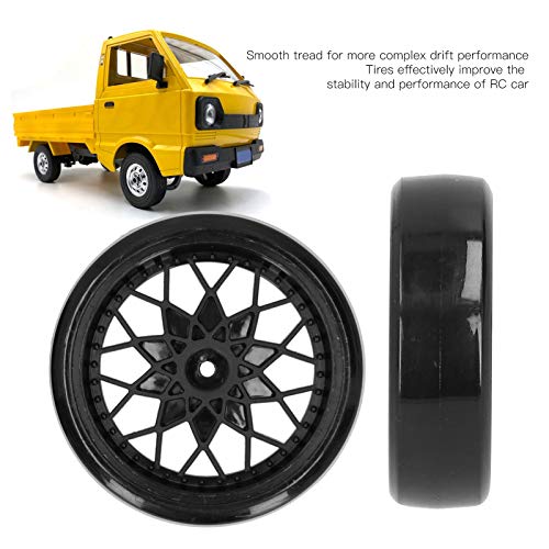 Tomanbery Mano de Obra Exquisita Modelo de Micro camión Accesorio de Coche Juego de neumáticos de Eje metálico de Coche de Alta Durabilidad para Montar(Black)