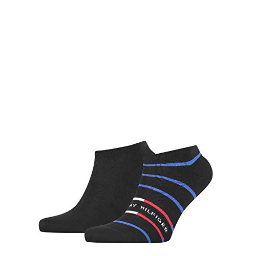 Tommy Hilfiger Breton Stripe Men's Sneaker-Trainer Socks (2 Pack) Calcetines, Negro, 43-46 para Hombre