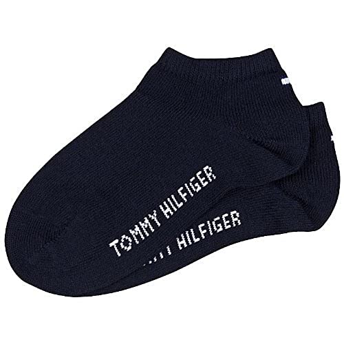 Tommy Hilfiger TH Children Sneaker 2P Calcetines de Ribetes de Punto Elástico, Azul (Midnight Blue), 35-38 EU (Pack de 2) para Niñas