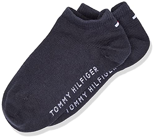 Tommy Hilfiger TH Children Sneaker 2P Calcetines de Ribetes de Punto Elástico, Azul (Midnight Blue), 35-38 EU (Pack de 2) para Niñas