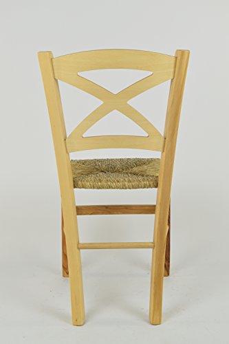 Tommychairs - Set 2 sillas Cross para Cocina y Comedor, Estructura en Madera de Haya Color Natural y Asiento en Paja