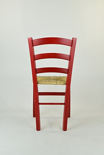 Tommychairs - Set 2 sillas Venezia para Cocina y Comedor, Estructura en Madera de Haya Color anilina roja y Asiento en Paja