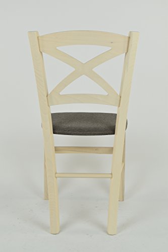 Tommychairs - Set 4 sillas Cross para Cocina y Comedor, Estructura en Madera de Haya Color anilina Blanca y Asiento tapizado en Tejido Color corzo