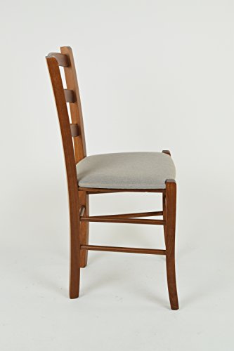 Tommychairs - Set 6 sillas Venice para Cocina y Comedor, Estructura en Madera de Haya Color Nuez Claro y Asiento tapizado en Tejido Color Gamuza