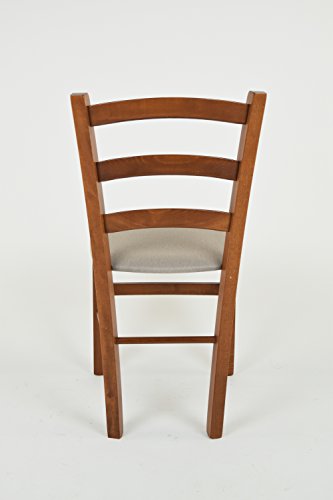 Tommychairs - Set 6 sillas Venice para Cocina y Comedor, Estructura en Madera de Haya Color Nuez Claro y Asiento tapizado en Tejido Color Gamuza