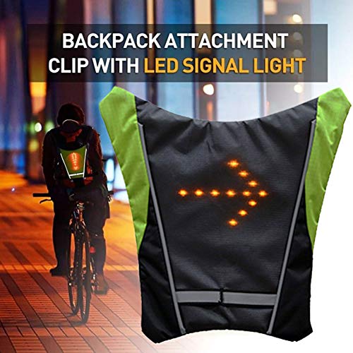 Tongdejing - Chaleco reflectante de LED intermitente, chaleco impermeable de equitación, mochila colgante luz de dirección para deportes de noche, ciclismo, running, senderismo