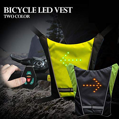 Tongdejing - Chaleco reflectante de LED intermitente, chaleco impermeable de equitación, mochila colgante luz de dirección para deportes de noche, ciclismo, running, senderismo