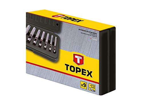 Topex 03A490 Pack de 9 sacabocados, Set de 9 Piezas