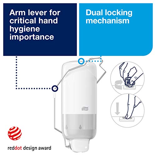 Tork 560100 Dispensador para jabón líquido y en spray con palanca de codo / Dosificador Elevation compatible con el sistema S1 / Blanco