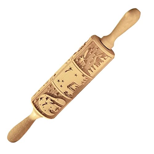 TOSSPER 1 Unid Pin Rodillo Navidad, Rodilizador Masuzada Enfosor Enfoso Madera Símbolos Temáticos Navidad para Hornear Galletas Pasteles
