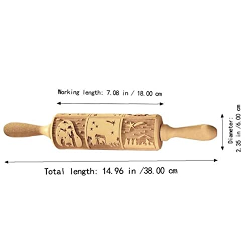 TOSSPER 1 Unid Pin Rodillo Navidad, Rodilizador Masuzada Enfosor Enfoso Madera Símbolos Temáticos Navidad para Hornear Galletas Pasteles