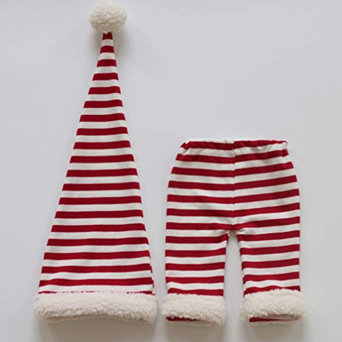 TOYANDONA Traje de Navidad a rayas, pantalones cortos para fotografía recién nacida, accesorios para bebé y niño, conjunto de pantalones de ganchillo para regalo de bebé (rojo oscuro)