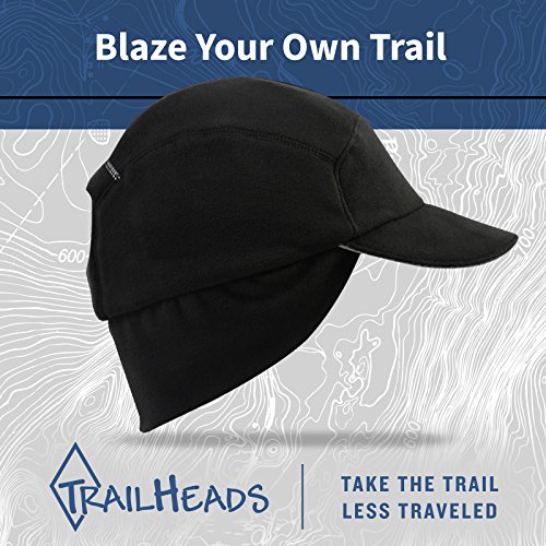 TrailHeads Sombrero de cola de caballo de lana con calentador de oreja desplegable | El sombrero de aventura Trailblazer para mujer, negro / negro, Talla única