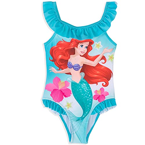 Traje de baño de una pieza de princesa Disney para niñas Ariel Mermaid Character 3-9 años, Azul2, 4-5 Años
