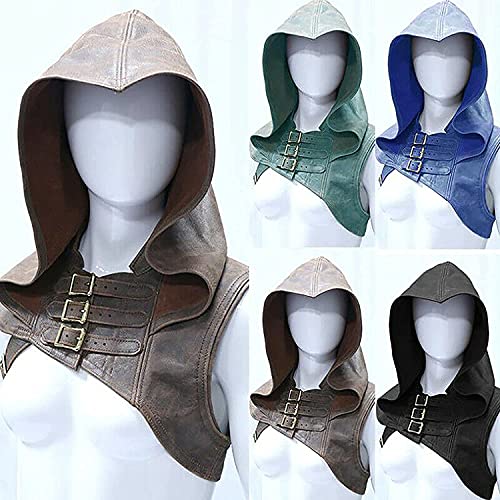 Traje de piel estilo retro medieval ajustable para el hombro con armadura de estilo renacentista, cosplay – apto para hombres y mujeres adultos (marrón, XL)