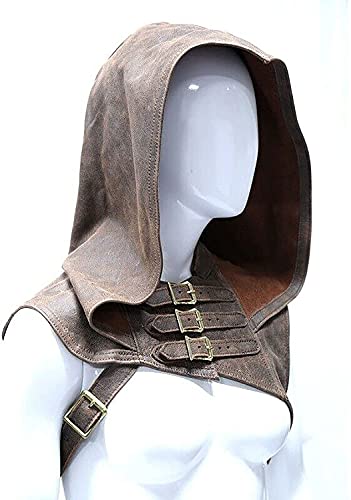 Traje de piel estilo retro medieval ajustable para el hombro con armadura de estilo renacentista, cosplay – apto para hombres y mujeres adultos (marrón, XL)